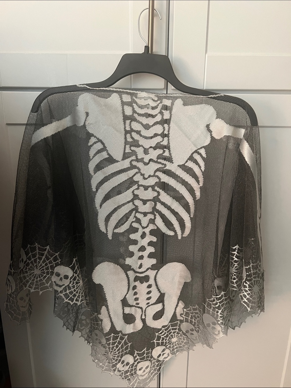 Sheer Black Skeleton Mesh Poncho with Web Hem